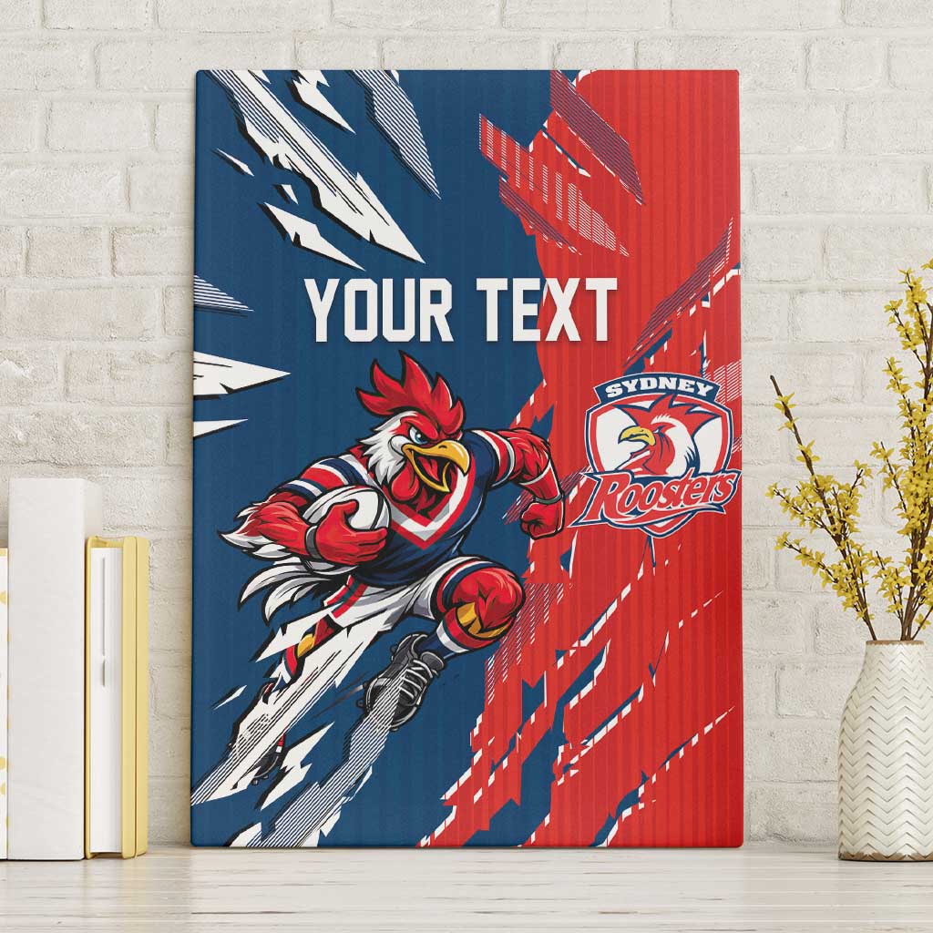 Personalized Sydney Roosters Canvas Wall Art Dynamic Lightning Mascot Rugby Australia