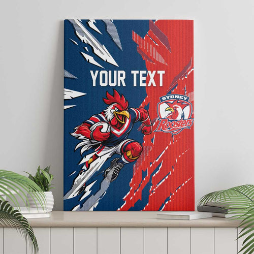 Personalized Sydney Roosters Canvas Wall Art Dynamic Lightning Mascot Rugby Australia