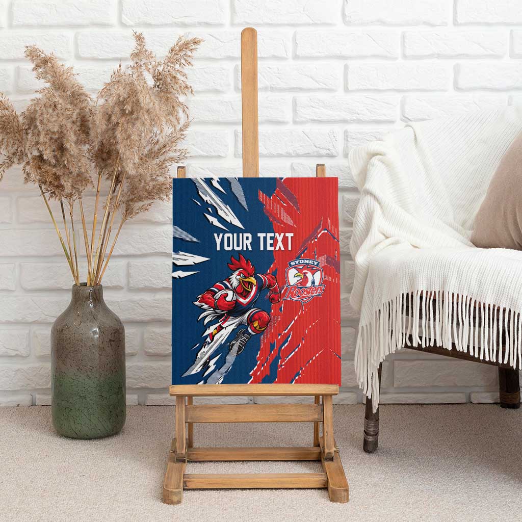 Personalized Sydney Roosters Canvas Wall Art Dynamic Lightning Mascot Rugby Australia