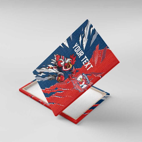 Personalized Sydney Roosters Canvas Wall Art Dynamic Lightning Mascot Rugby Australia