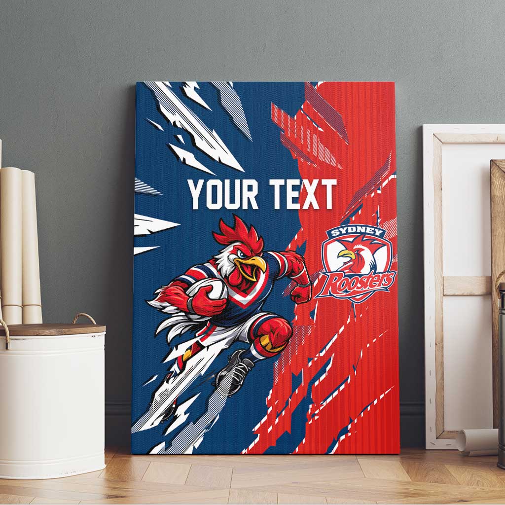 Personalized Sydney Roosters Canvas Wall Art Dynamic Lightning Mascot Rugby Australia