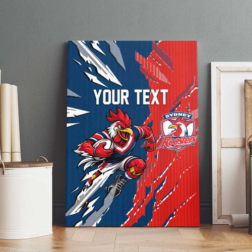 Personalized Sydney Roosters Canvas Wall Art Dynamic Lightning Mascot Rugby Australia