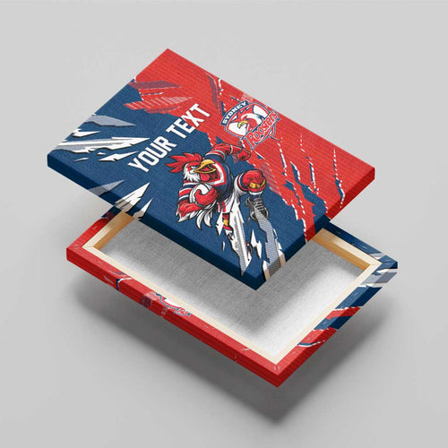 Personalized Sydney Roosters Canvas Wall Art Dynamic Lightning Mascot Rugby Australia