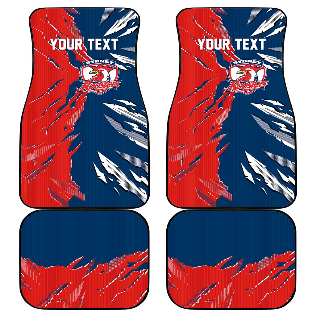 Personalized Sydney Roosters Car Mats Dynamic Lightning Mascot Rugby Australia