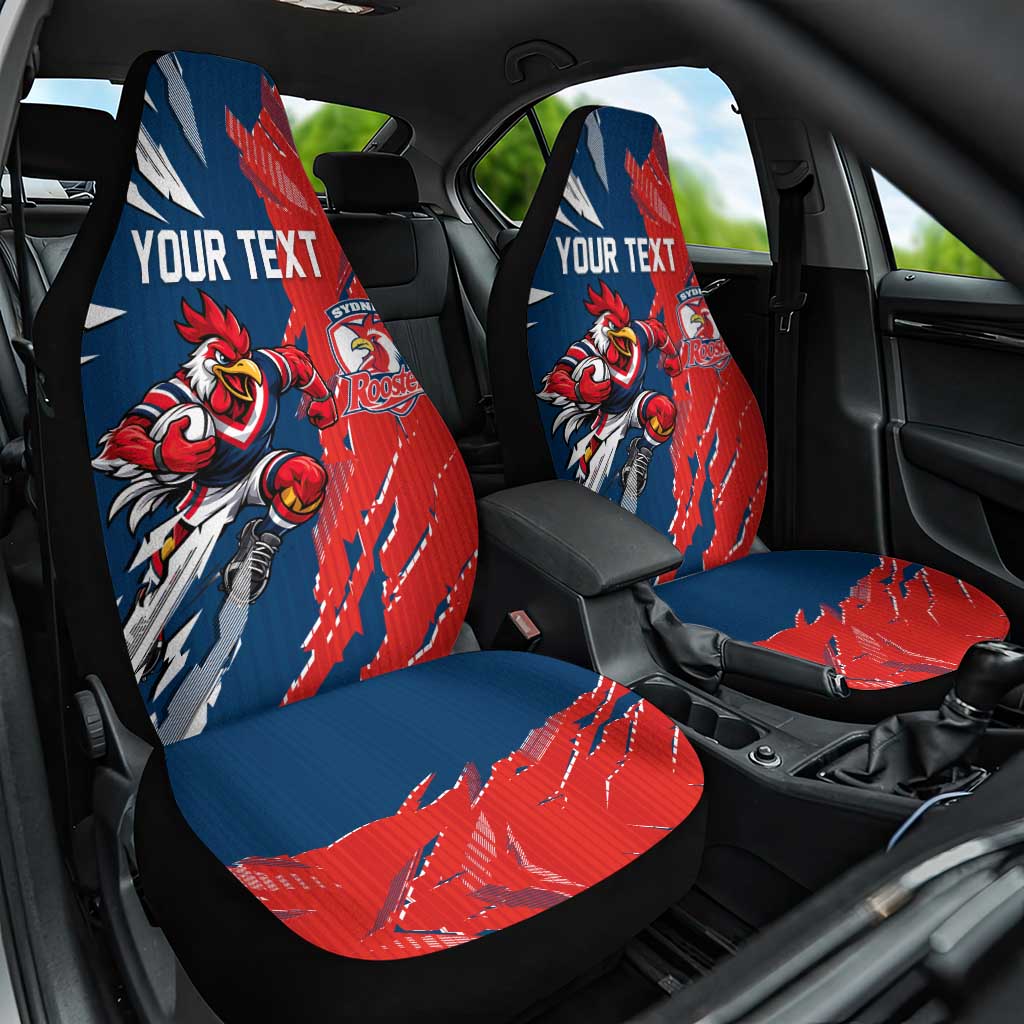 Personalized Sydney Roosters Car Seat Cover Dynamic Lightning Mascot Rugby Australia