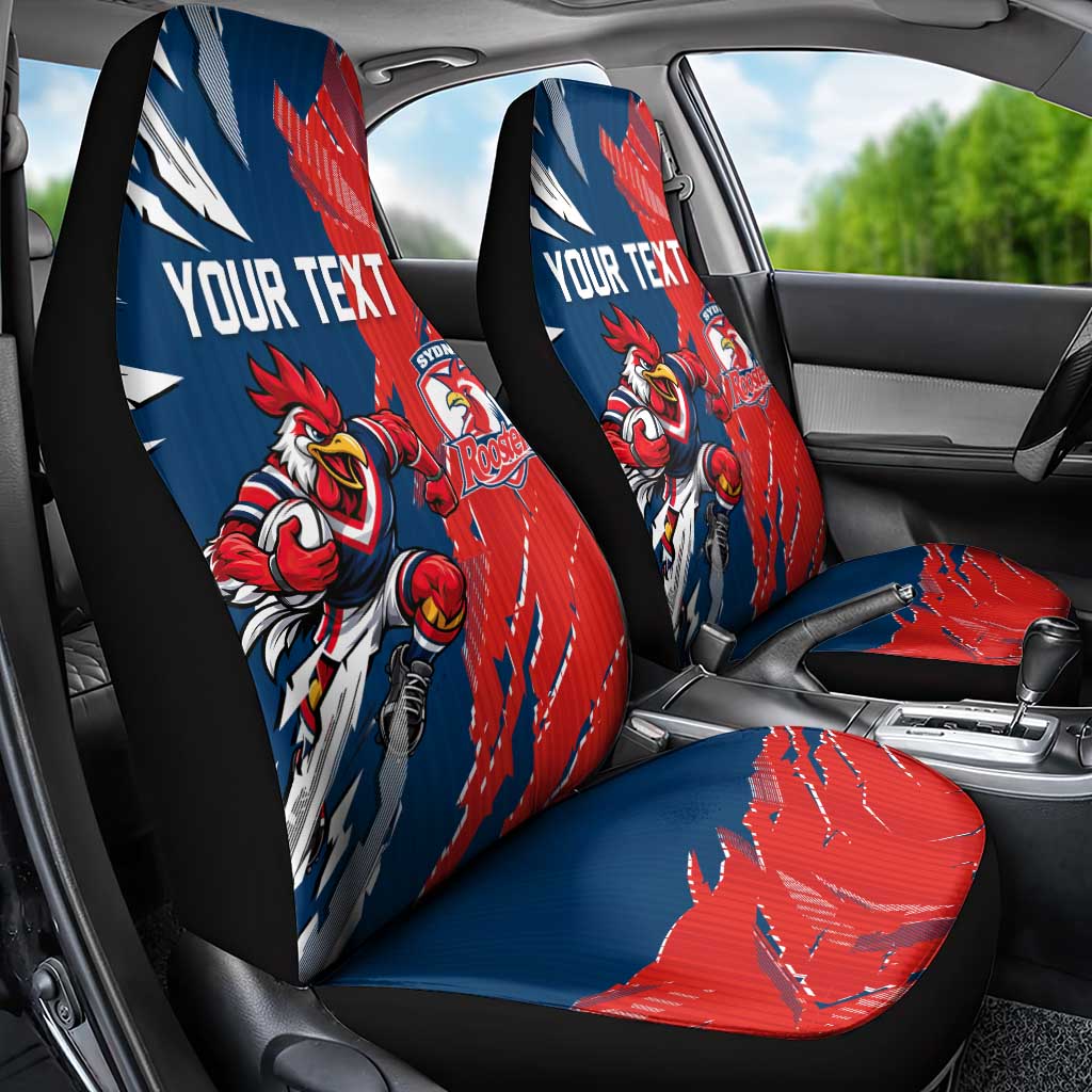 Personalized Sydney Roosters Car Seat Cover Dynamic Lightning Mascot Rugby Australia