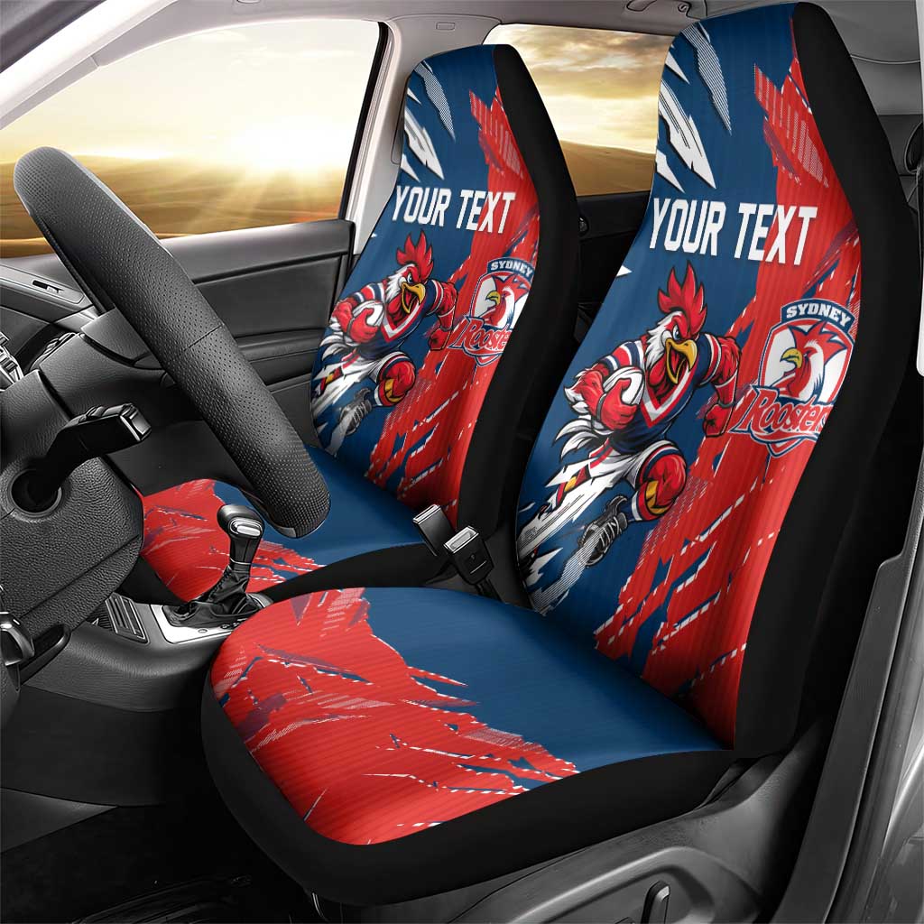 Personalized Sydney Roosters Car Seat Cover Dynamic Lightning Mascot Rugby Australia