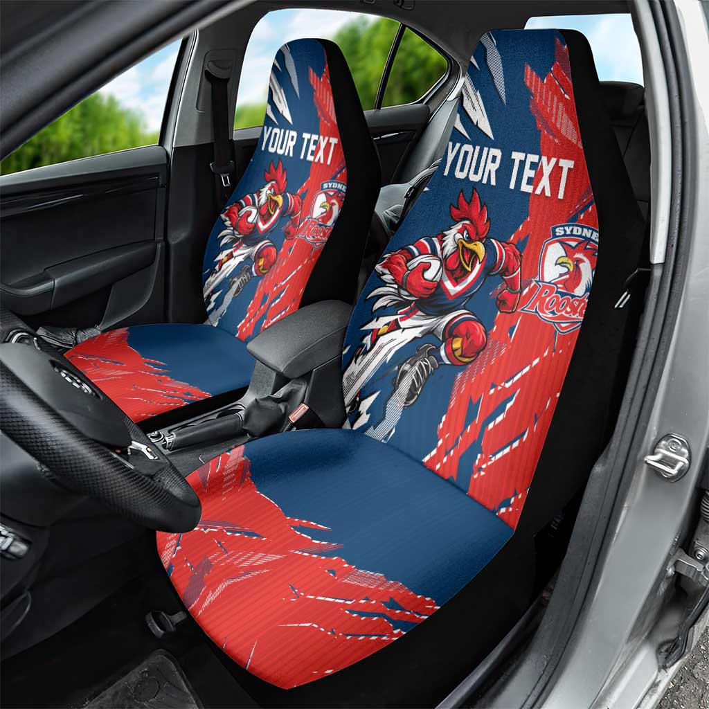 Personalized Sydney Roosters Car Seat Cover Dynamic Lightning Mascot Rugby Australia