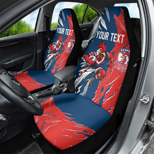Personalized Sydney Roosters Car Seat Cover Dynamic Lightning Mascot Rugby Australia