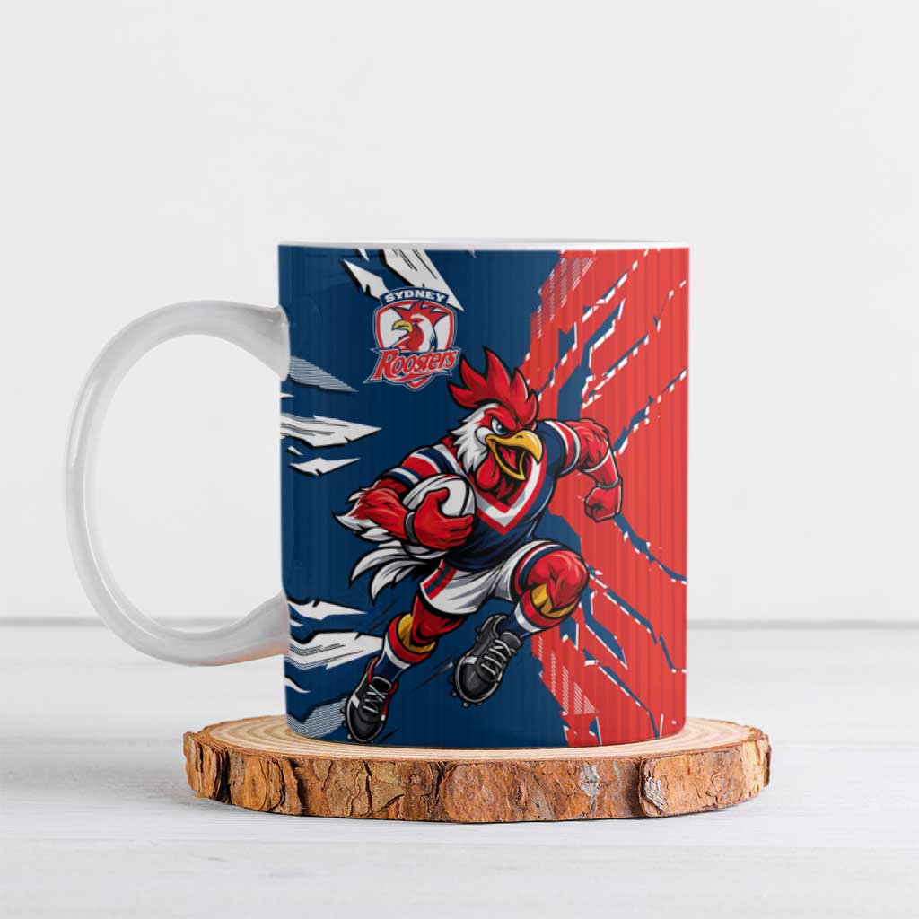 Personalized Sydney Roosters Ceramic Mug Dynamic Lightning Mascot Rugby Australia