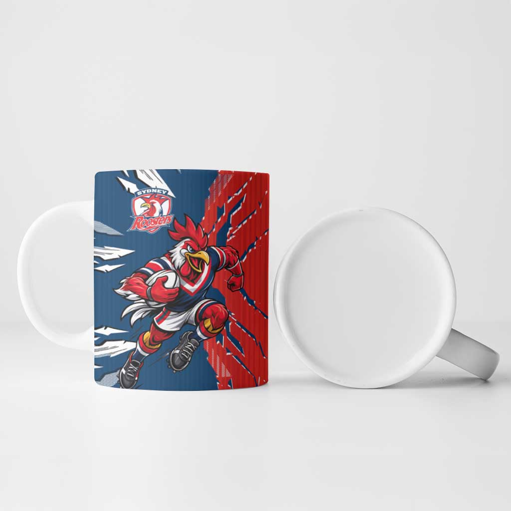 Personalized Sydney Roosters Ceramic Mug Dynamic Lightning Mascot Rugby Australia