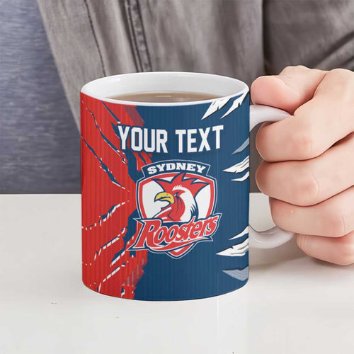 Personalized Sydney Roosters Ceramic Mug Dynamic Lightning Mascot Rugby Australia