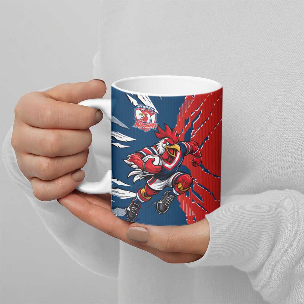 Personalized Sydney Roosters Ceramic Mug Dynamic Lightning Mascot Rugby Australia