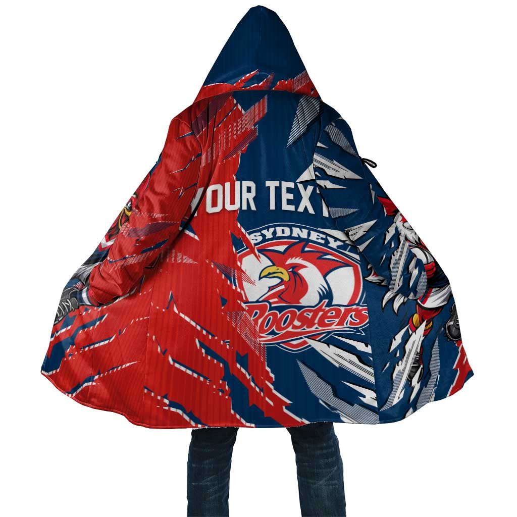 Personalized Sydney Roosters Cloak Dynamic Lightning Mascot Rugby Australia