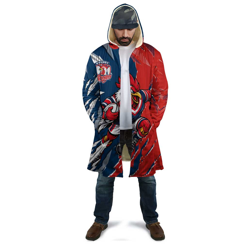 Personalized Sydney Roosters Cloak Dynamic Lightning Mascot Rugby Australia