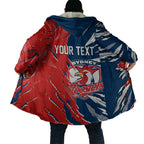 Personalized Sydney Roosters Cloak Dynamic Lightning Mascot Rugby Australia
