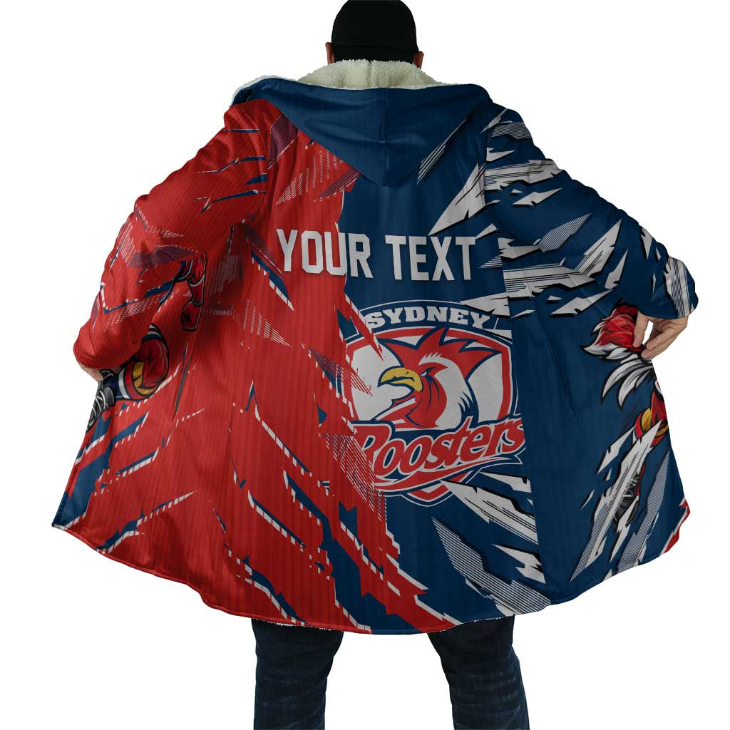 Personalized Sydney Roosters Cloak Dynamic Lightning Mascot Rugby Australia