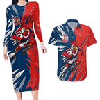 Personalized Sydney Roosters Couples Matching Long Sleeve Bodycon Dress and Hawaiian Shirt Dynamic Lightning Mascot Rugby Australia