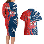 Personalized Sydney Roosters Couples Matching Long Sleeve Bodycon Dress and Hawaiian Shirt Dynamic Lightning Mascot Rugby Australia