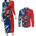 Personalized Sydney Roosters Couples Matching Long Sleeve Bodycon Dress and Long Sleeve Button Shirt Dynamic Lightning Mascot Rugby Australia