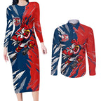 Personalized Sydney Roosters Couples Matching Long Sleeve Bodycon Dress and Long Sleeve Button Shirt Dynamic Lightning Mascot Rugby Australia