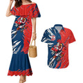 Personalized Sydney Roosters Couples Matching Mermaid Dress and Hawaiian Shirt Dynamic Lightning Mascot Rugby Australia
