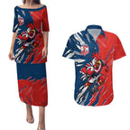 Personalized Sydney Roosters Couples Matching Puletasi and Hawaiian Shirt Dynamic Lightning Mascot Rugby Australia