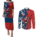Personalized Sydney Roosters Couples Matching Puletasi and Long Sleeve Button Shirt Dynamic Lightning Mascot Rugby Australia