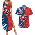 Personalized Sydney Roosters Couples Matching Summer Maxi Dress and Hawaiian Shirt Dynamic Lightning Mascot Rugby Australia