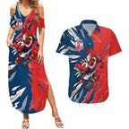 Personalized Sydney Roosters Couples Matching Summer Maxi Dress and Hawaiian Shirt Dynamic Lightning Mascot Rugby Australia