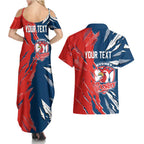 Personalized Sydney Roosters Couples Matching Summer Maxi Dress and Hawaiian Shirt Dynamic Lightning Mascot Rugby Australia