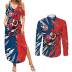 Personalized Sydney Roosters Couples Matching Summer Maxi Dress and Long Sleeve Button Shirt Dynamic Lightning Mascot Rugby Australia