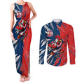 Personalized Sydney Roosters Couples Matching Tank Maxi Dress and Long Sleeve Button Shirt Dynamic Lightning Mascot Rugby Australia