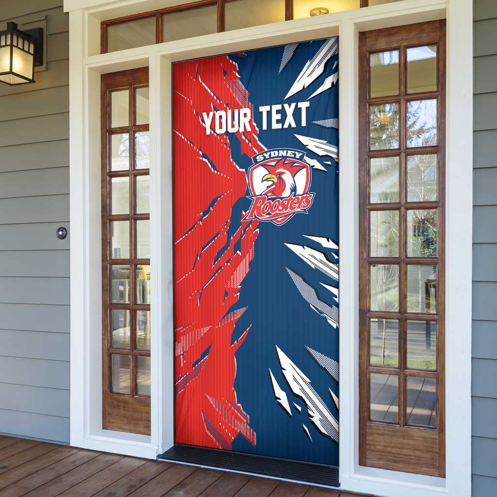 Personalized Sydney Roosters Door Cover Dynamic Lightning Mascot Rugby Australia