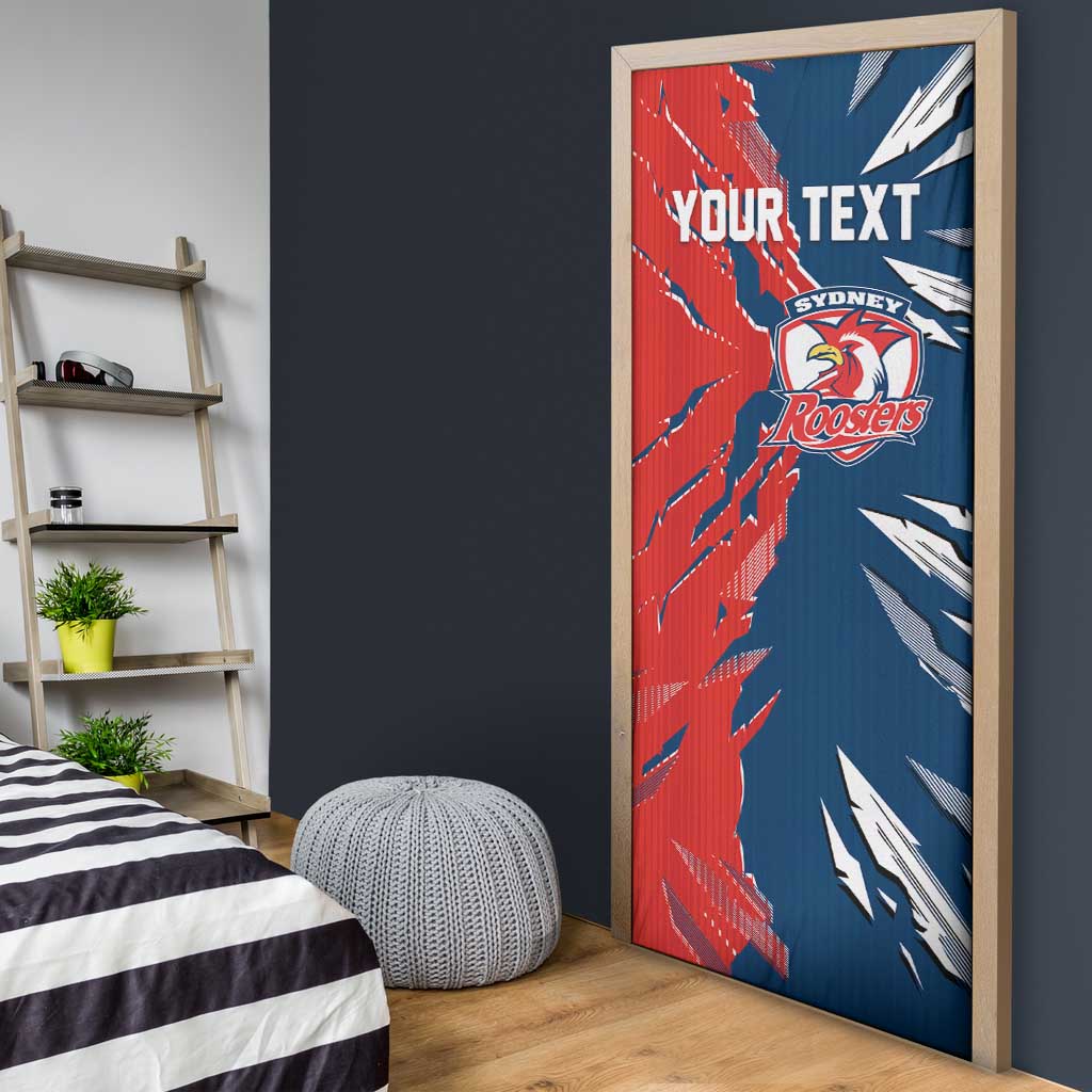 Personalized Sydney Roosters Door Cover Dynamic Lightning Mascot Rugby Australia