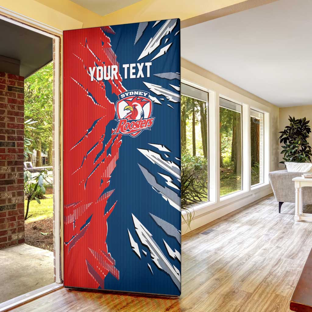 Personalized Sydney Roosters Door Cover Dynamic Lightning Mascot Rugby Australia