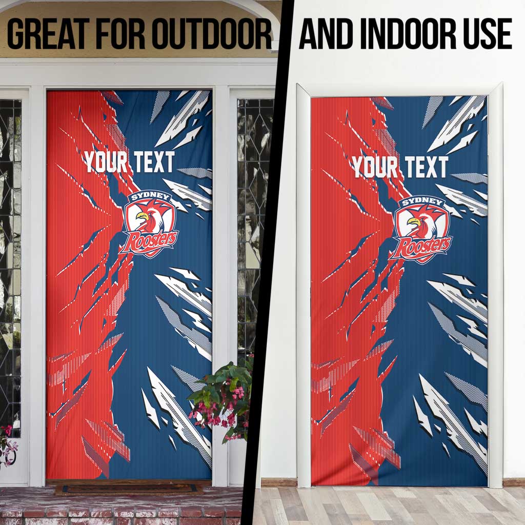 Personalized Sydney Roosters Door Cover Dynamic Lightning Mascot Rugby Australia