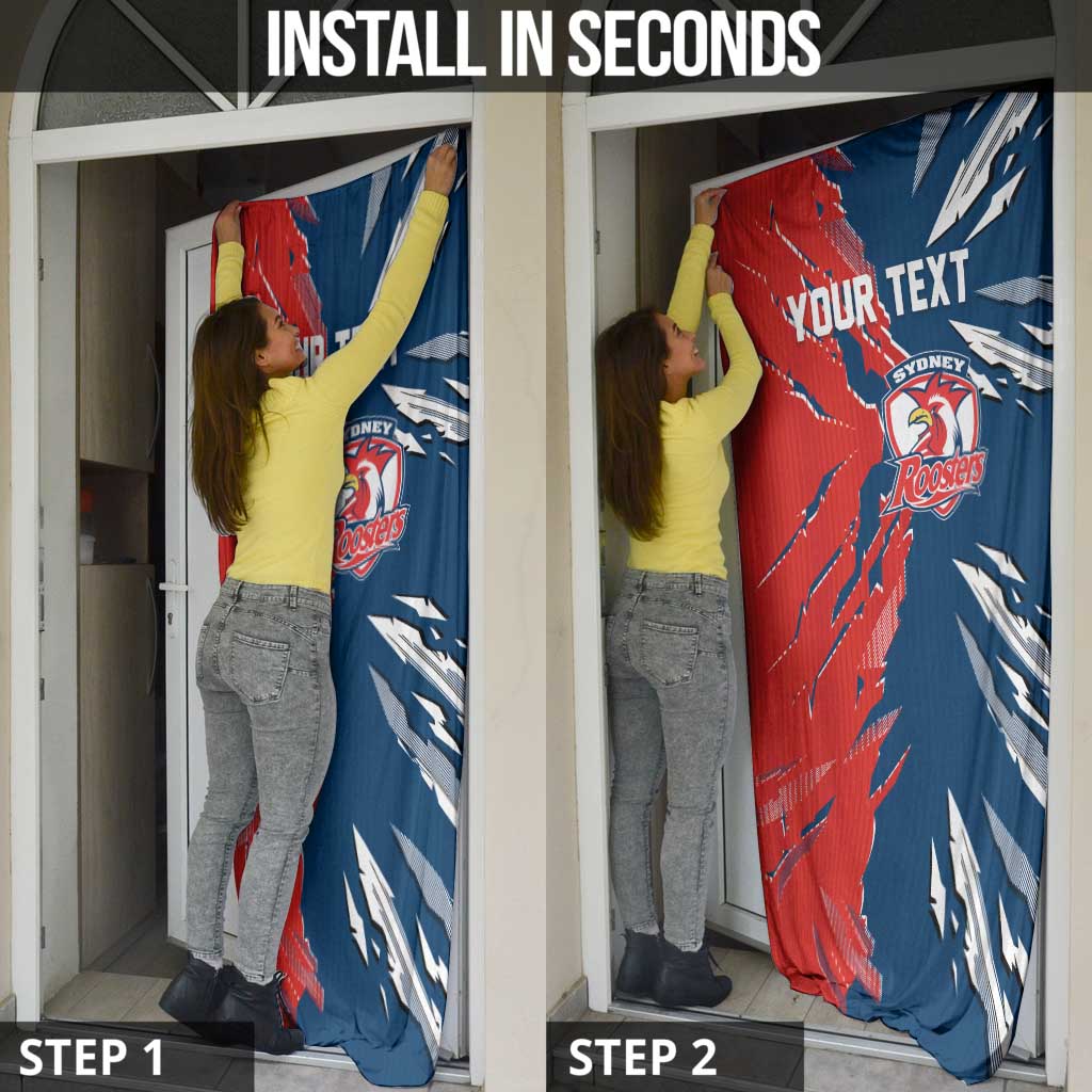 Personalized Sydney Roosters Door Cover Dynamic Lightning Mascot Rugby Australia