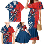 Personalized Sydney Roosters Family Matching Mermaid Dress and Hawaiian Shirt Dynamic Lightning Mascot Rugby Australia