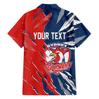 Personalized Sydney Roosters Family Matching Off The Shoulder Long Sleeve Dress and Hawaiian Shirt Dynamic Lightning Mascot Rugby Australia