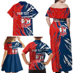 Personalized Sydney Roosters Family Matching Off Shoulder Maxi Dress and Hawaiian Shirt Dynamic Lightning Mascot Rugby Australia