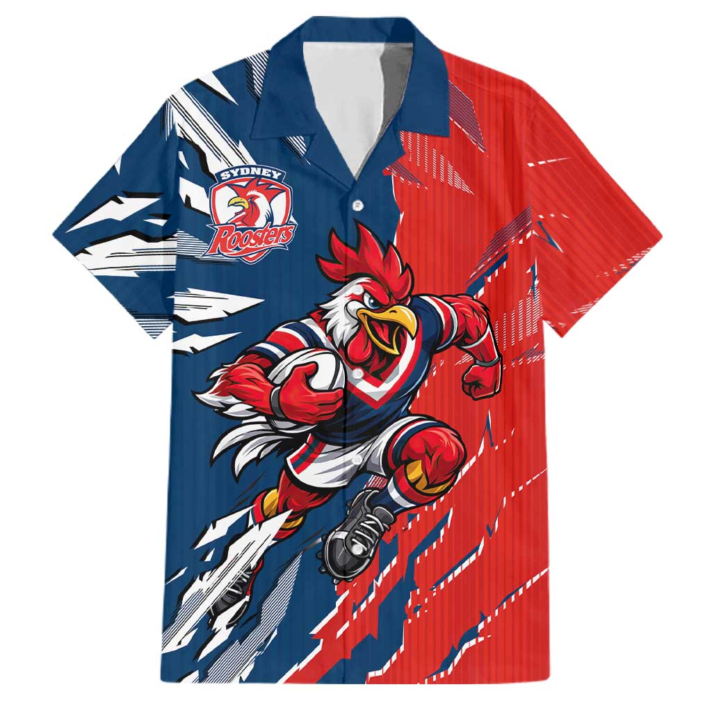 Personalized Sydney Roosters Family Matching Off Shoulder Maxi Dress and Hawaiian Shirt Dynamic Lightning Mascot Rugby Australia