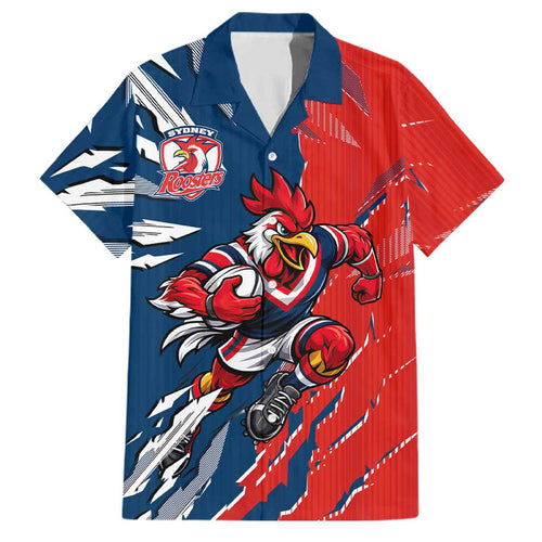 Personalized Sydney Roosters Family Matching Off Shoulder Maxi Dress and Hawaiian Shirt Dynamic Lightning Mascot Rugby Australia