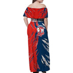 Personalized Sydney Roosters Family Matching Off Shoulder Maxi Dress and Hawaiian Shirt Dynamic Lightning Mascot Rugby Australia