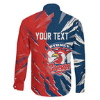 Personalized Sydney Roosters Family Matching Off Shoulder Short Dress and Hawaiian Shirt Dynamic Lightning Mascot Rugby Australia