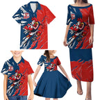 Personalized Sydney Roosters Family Matching Puletasi and Hawaiian Shirt Dynamic Lightning Mascot Rugby Australia