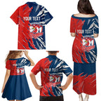 Personalized Sydney Roosters Family Matching Puletasi and Hawaiian Shirt Dynamic Lightning Mascot Rugby Australia
