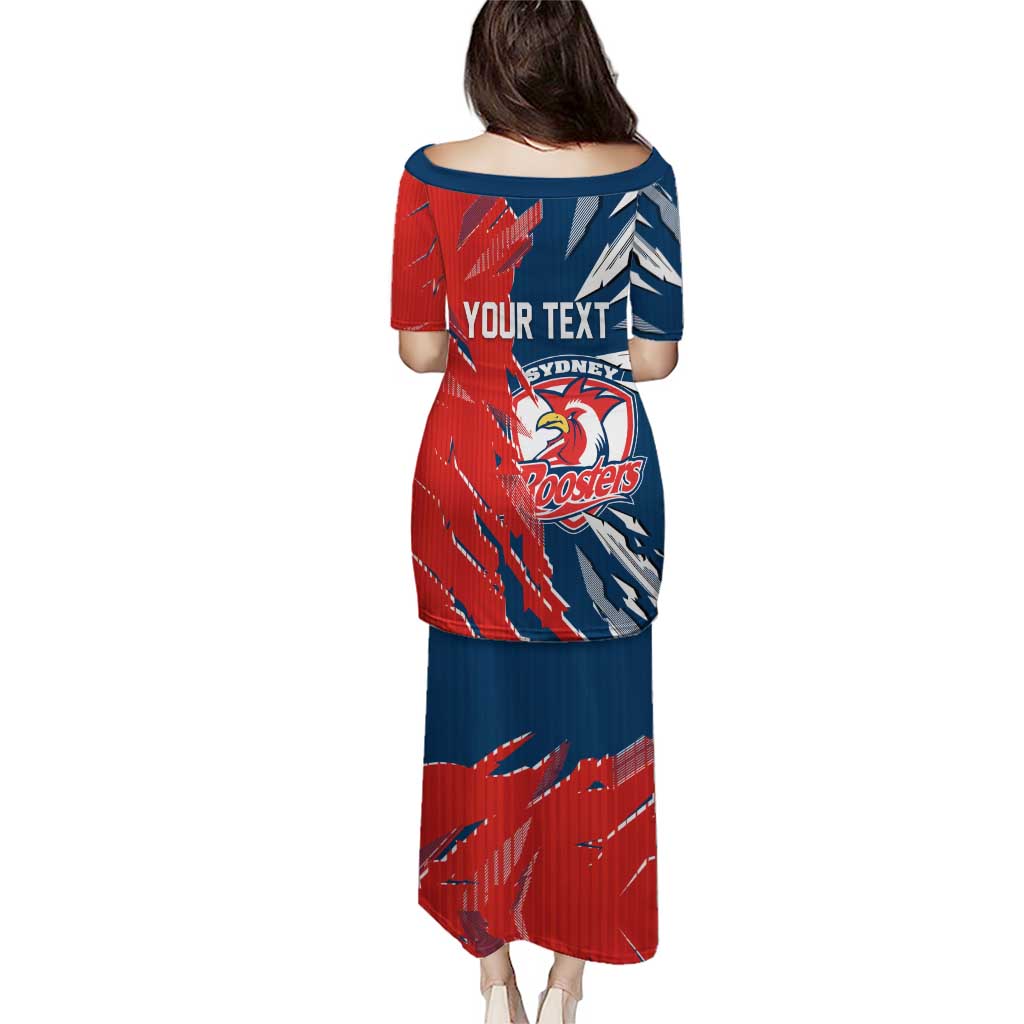 Personalized Sydney Roosters Family Matching Puletasi and Hawaiian Shirt Dynamic Lightning Mascot Rugby Australia