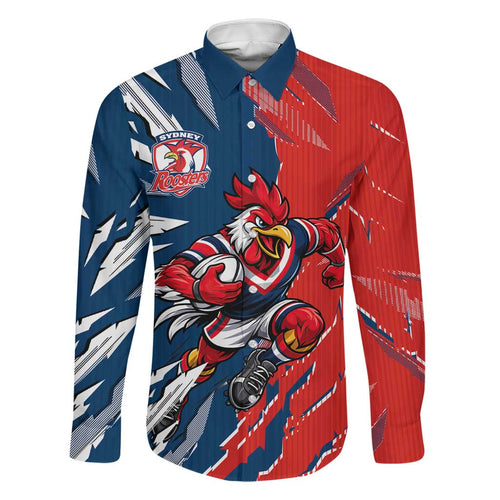 Personalized Sydney Roosters Family Matching Short Sleeve Bodycon Dress and Hawaiian Shirt Dynamic Lightning Mascot Rugby Australia