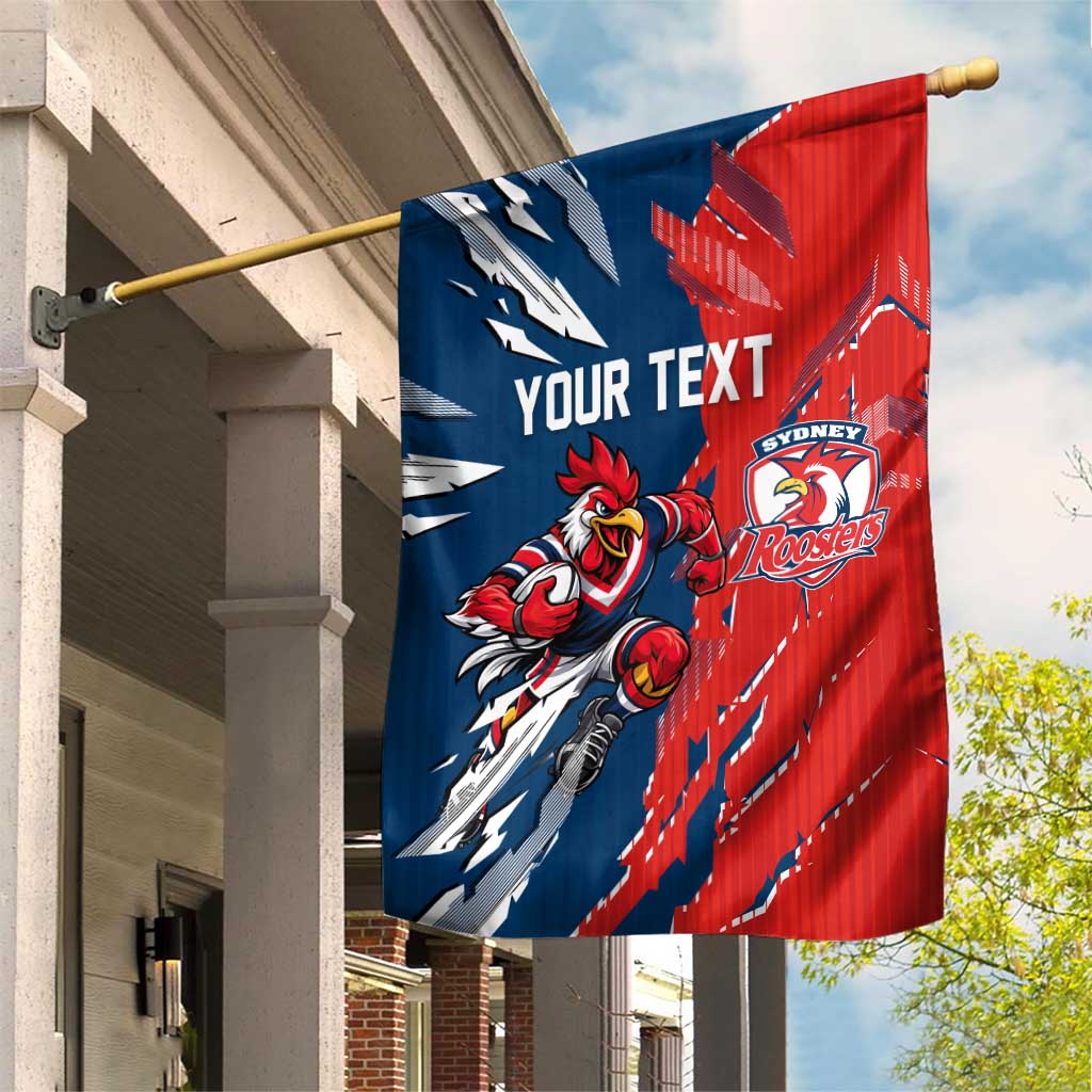 Personalized Sydney Roosters Garden Flag Dynamic Lightning Mascot Rugby Australia